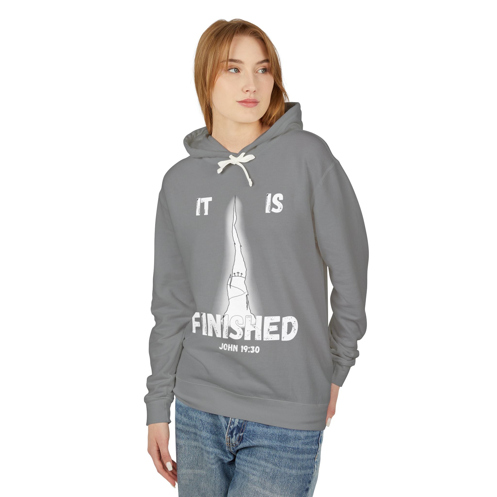 "It Is Finished" Unisex Lightweight Hooded Sweatshirt
