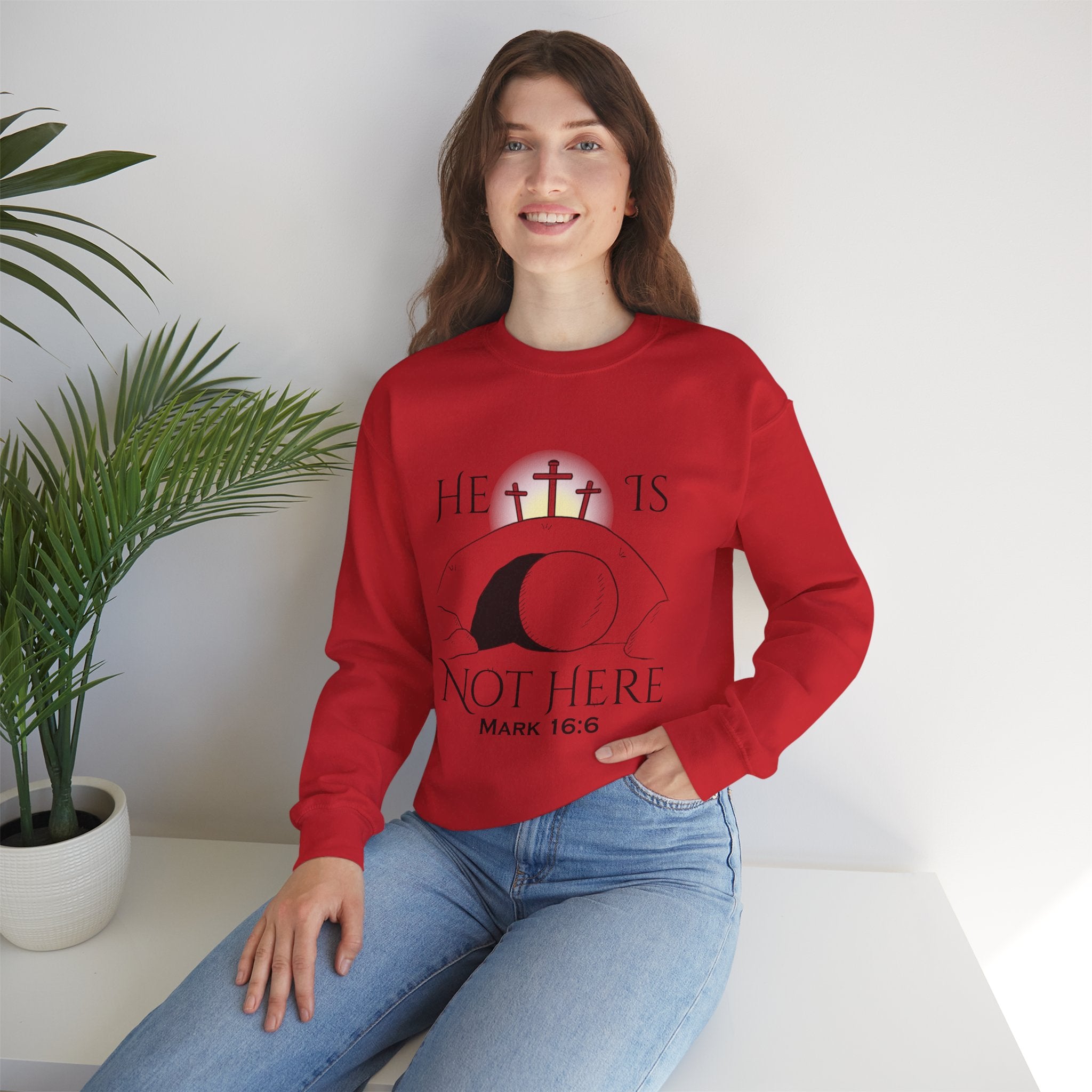 "He Is Not Here" Unisex Heavy Blend™ Crewneck Sweatshirt