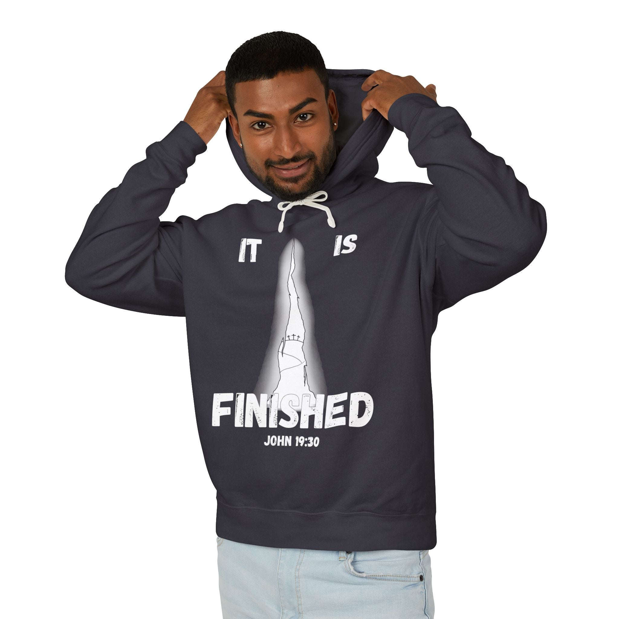 "It Is Finished" Unisex Lightweight Hooded Sweatshirt