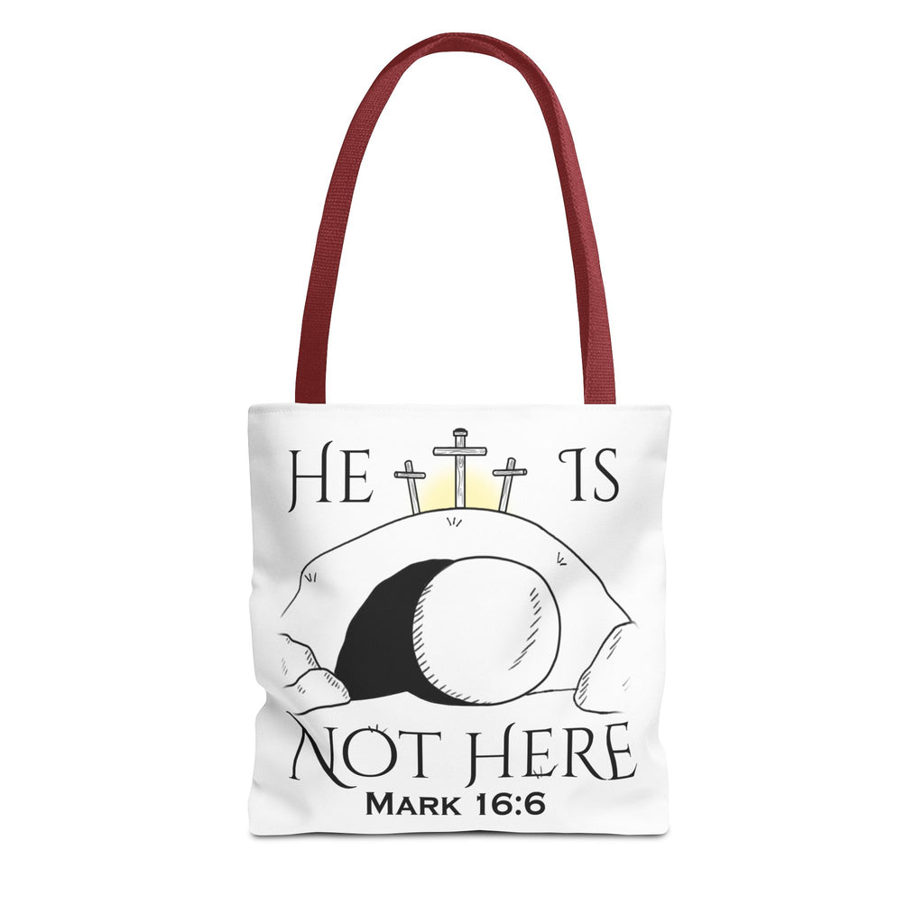 "He Is Not Here" Tote Bag (AOP)
