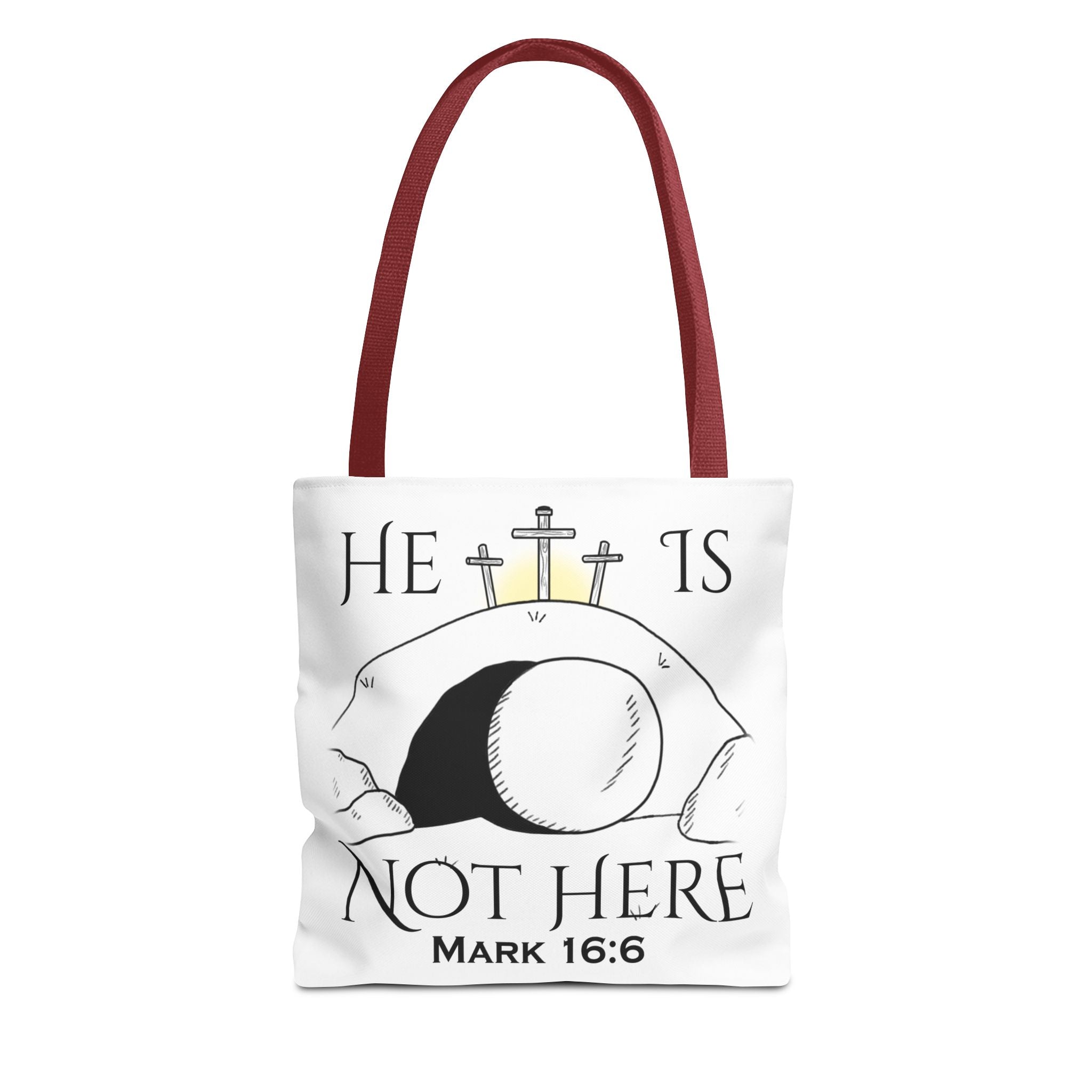 "He Is Not Here" Tote Bag (AOP)