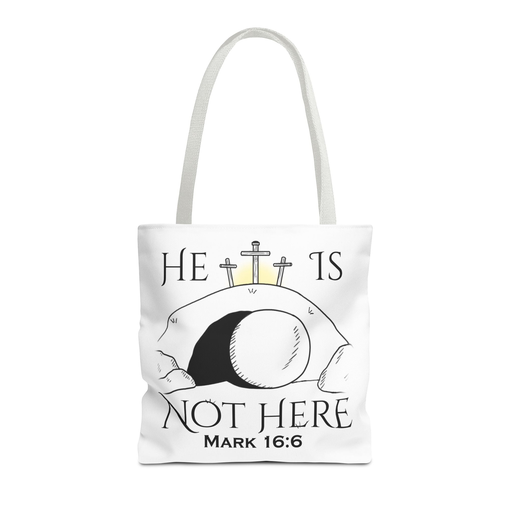 "He Is Not Here" Tote Bag (AOP)
