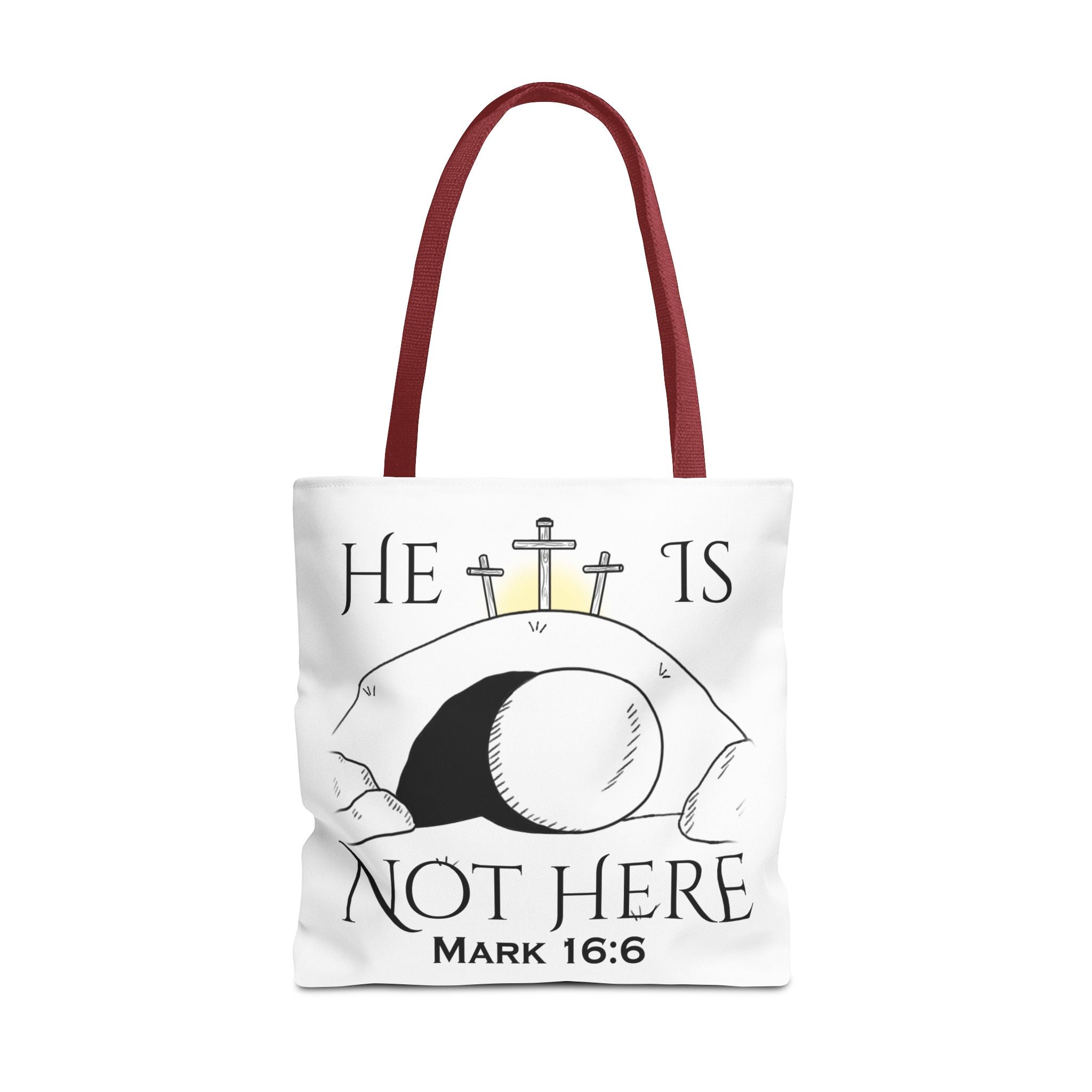 "He Is Not Here" Tote Bag (AOP)