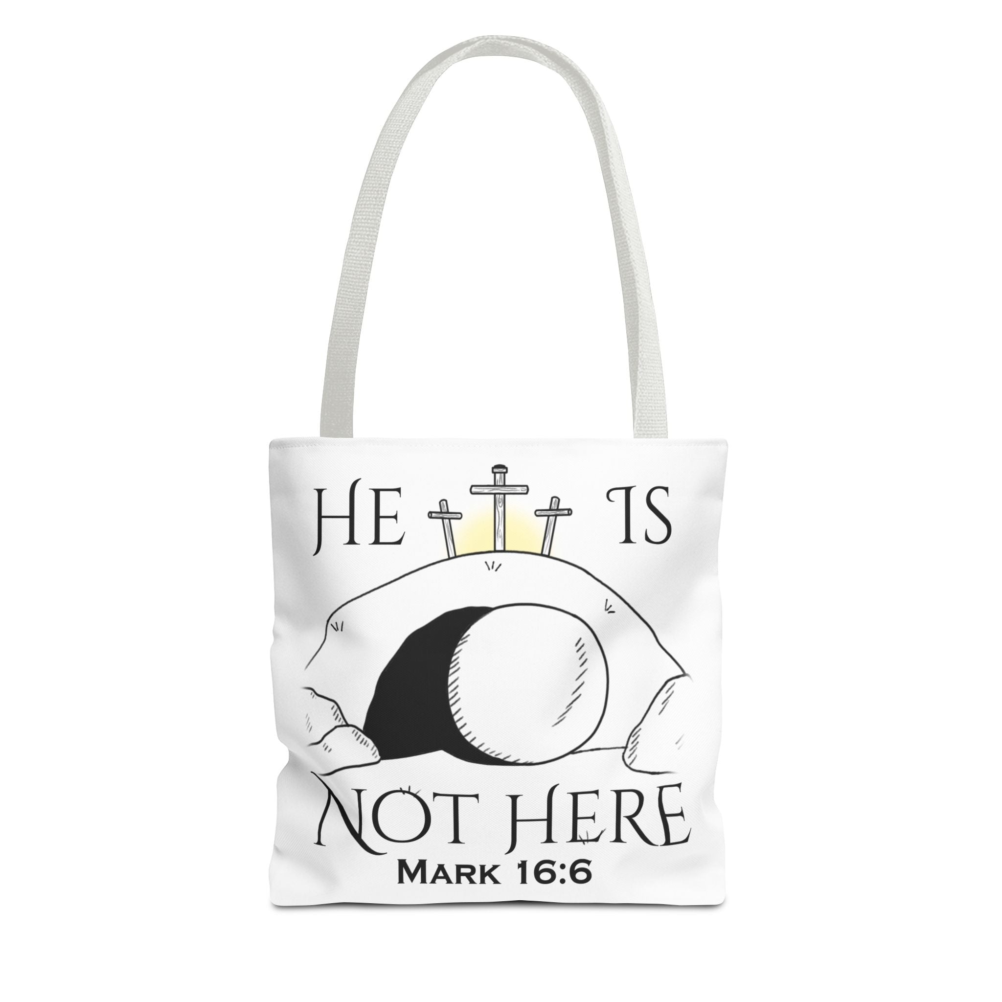 "He Is Not Here" Tote Bag (AOP)