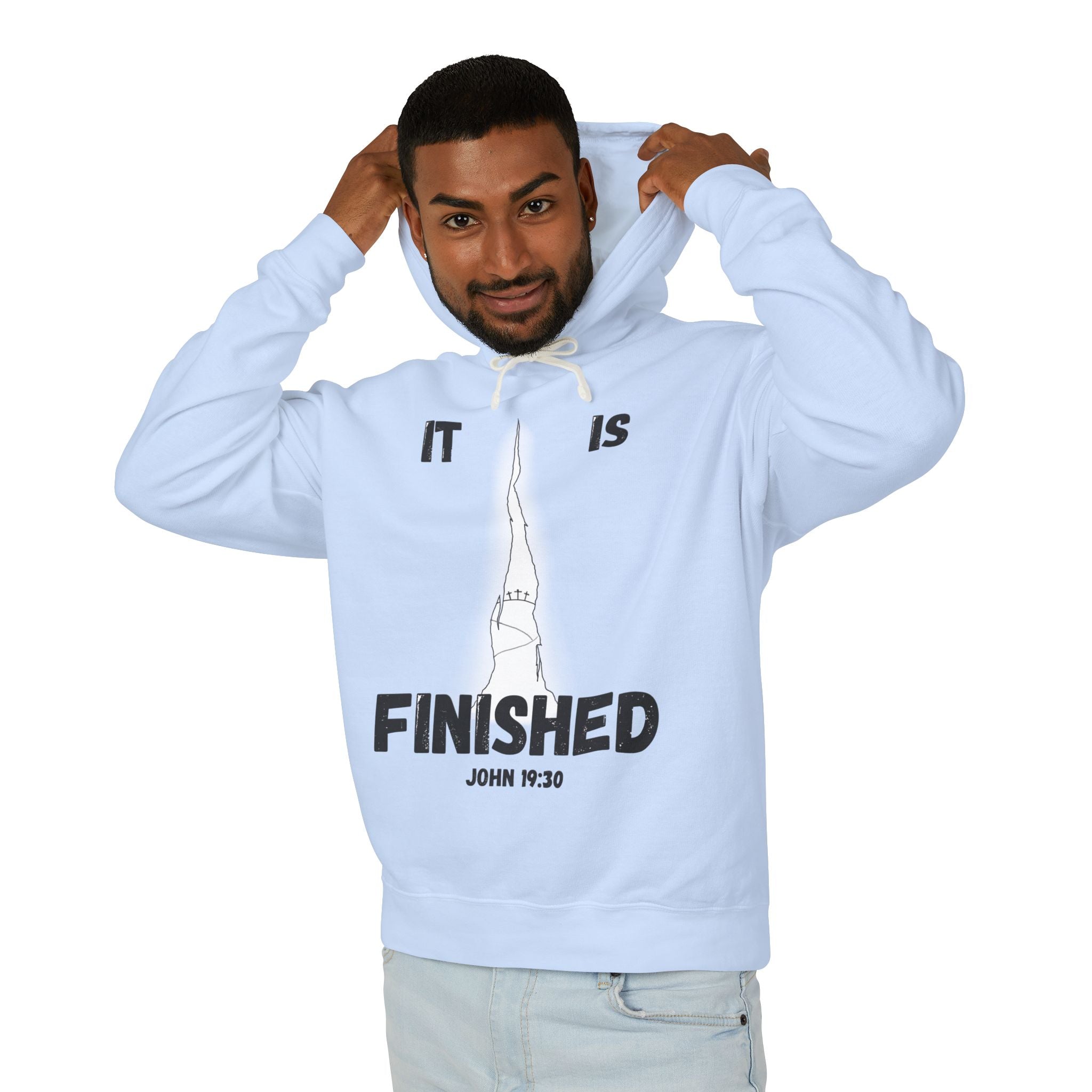 "It Is Finished" Unisex Lightweight Hooded Sweatshirt