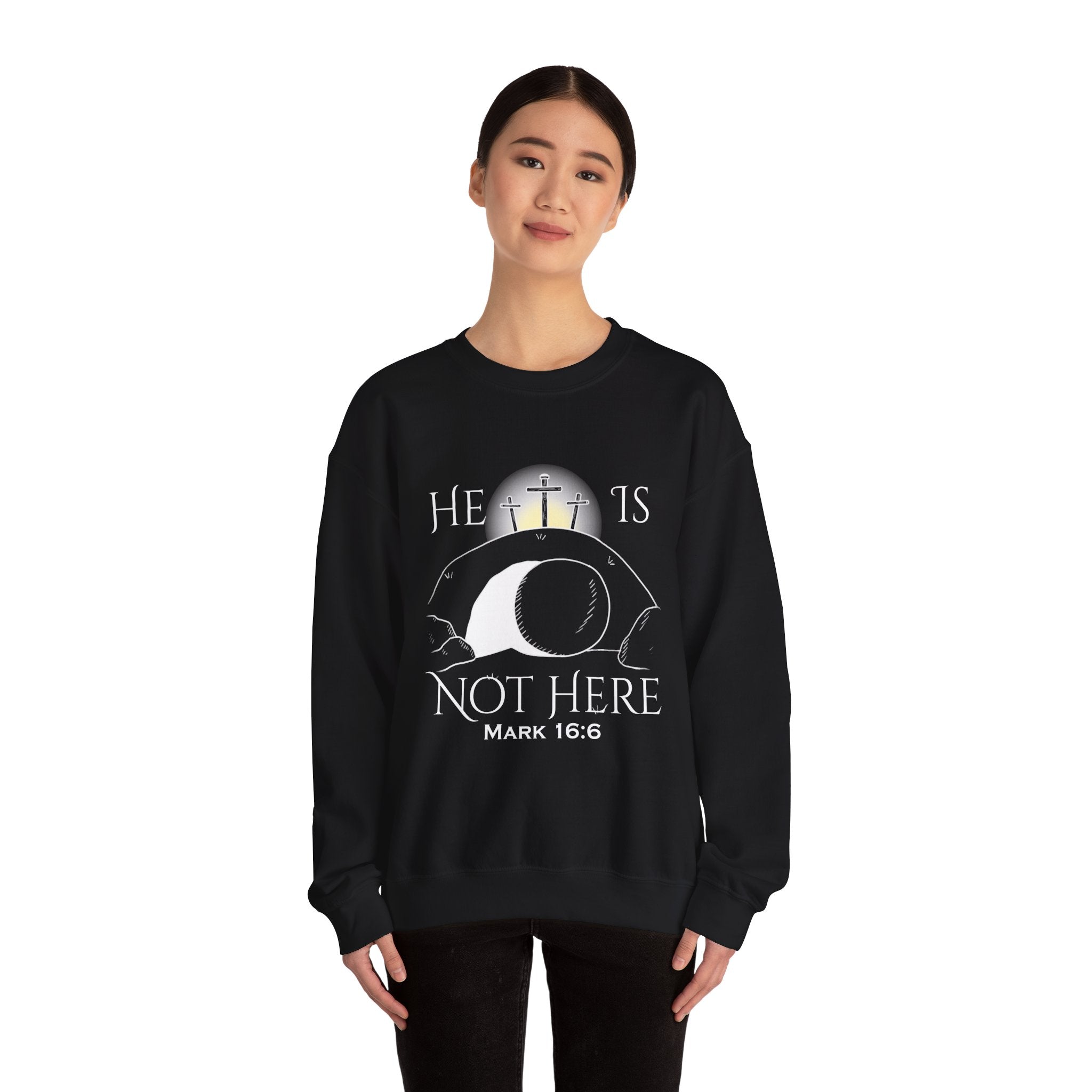 "He Is Not Here" Unisex Heavy Blend™ Crewneck Sweatshirt