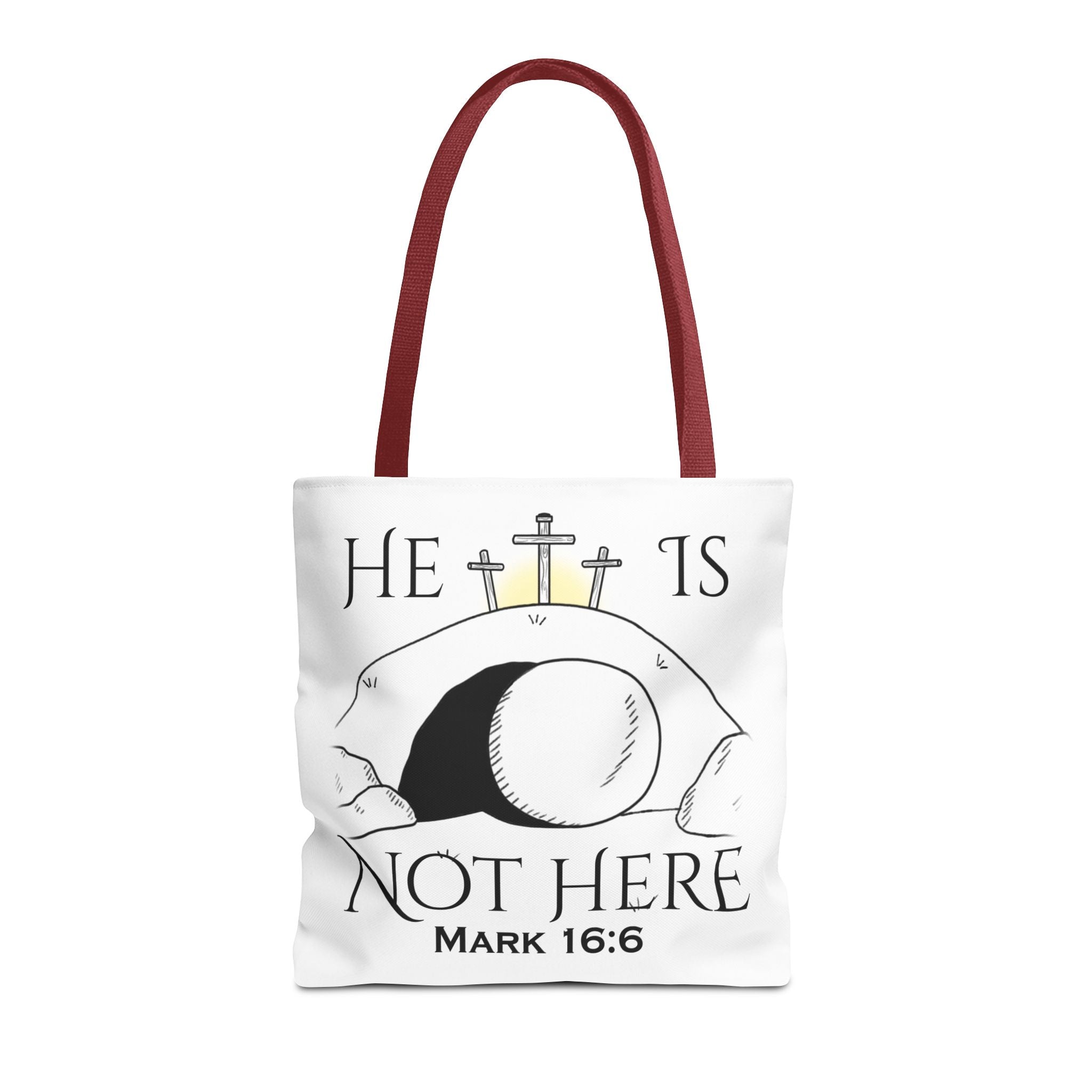 "He Is Not Here" Tote Bag (AOP)