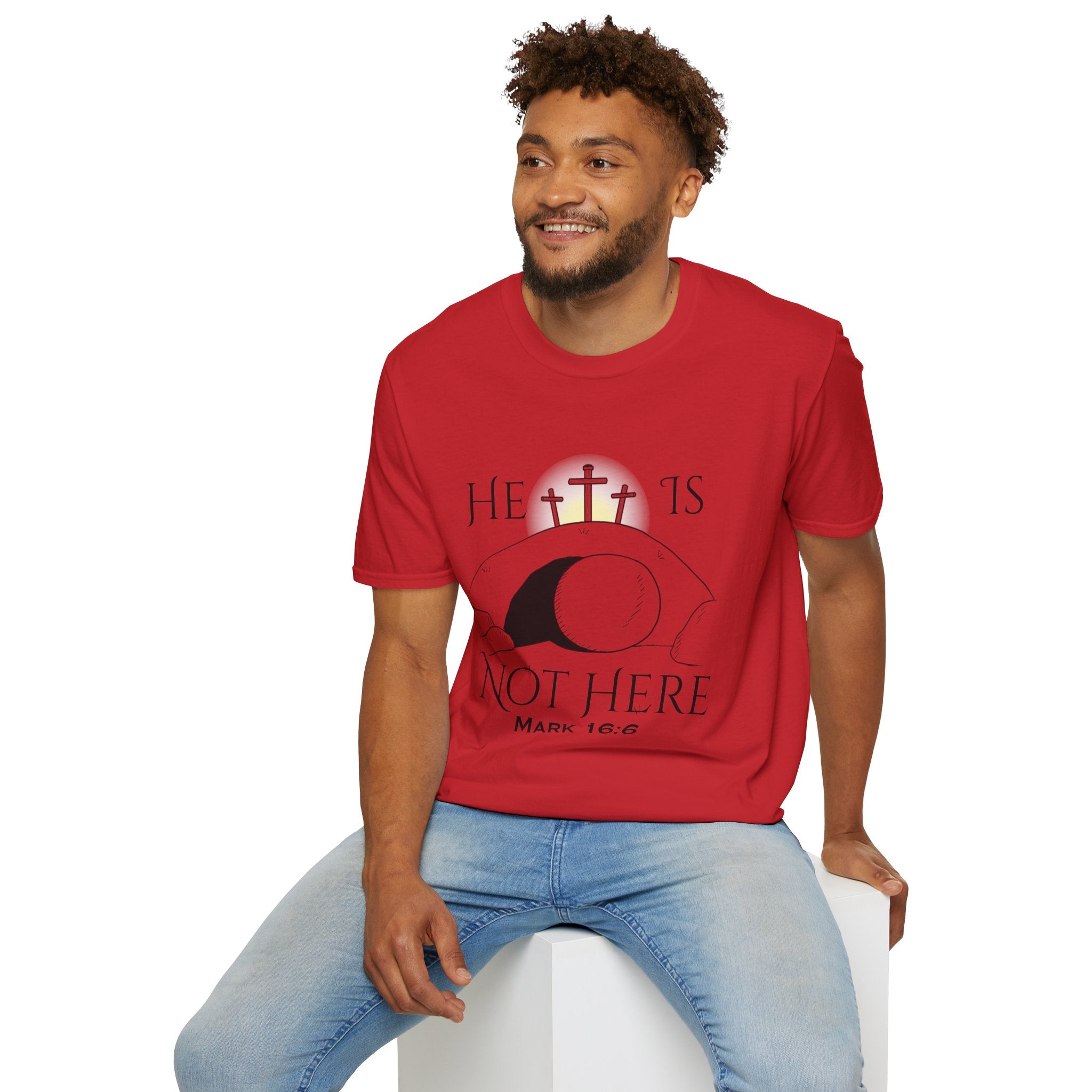 "He Is Not Here" Unisex Softstyle T-Shirt