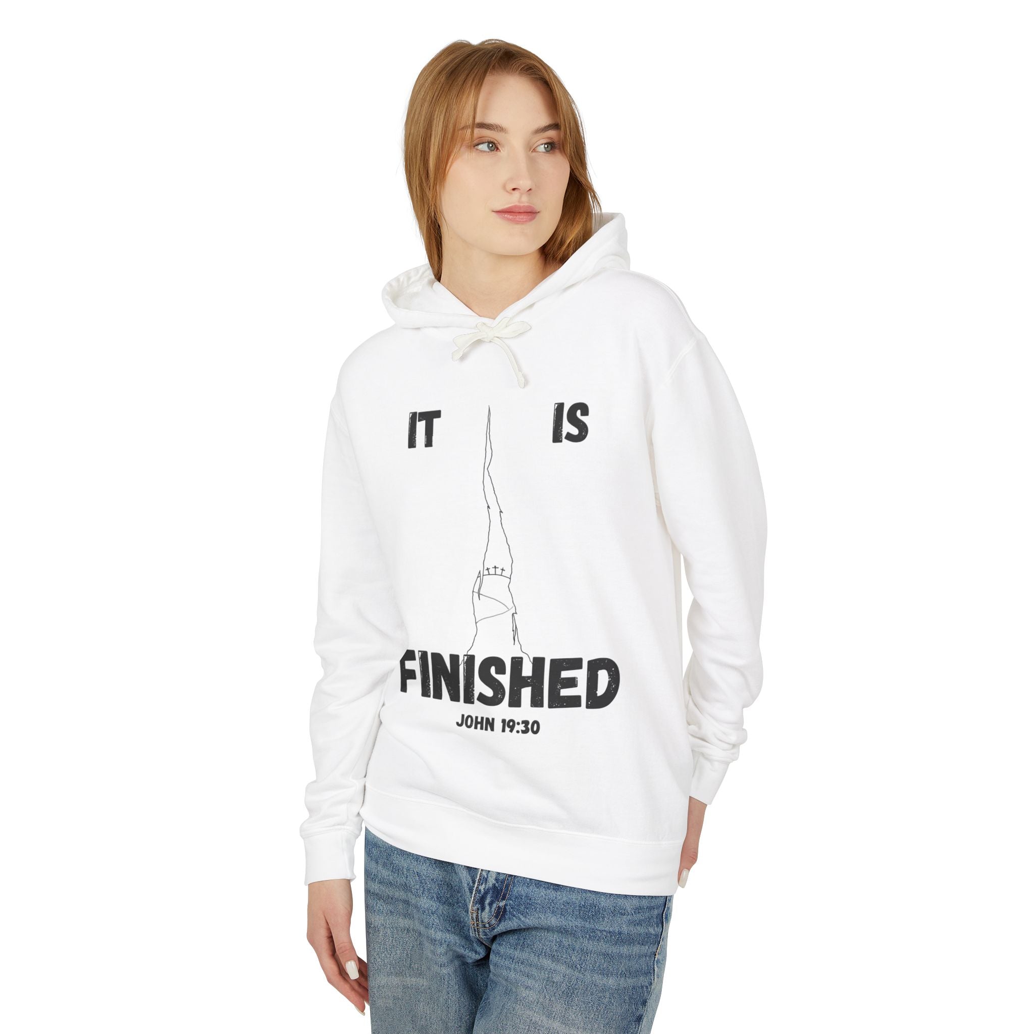 "It Is Finished" Unisex Lightweight Hooded Sweatshirt