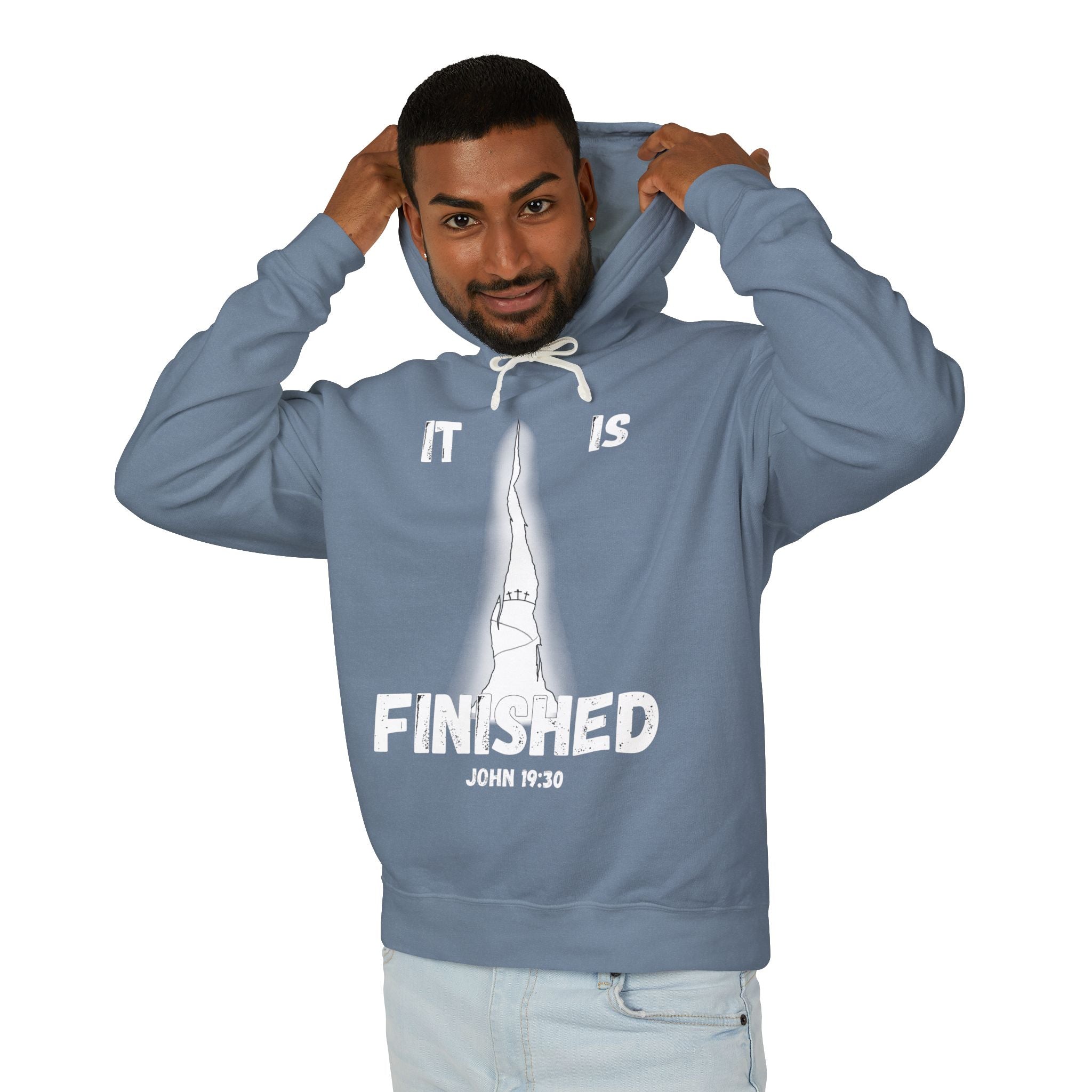 "It Is Finished" Unisex Lightweight Hooded Sweatshirt