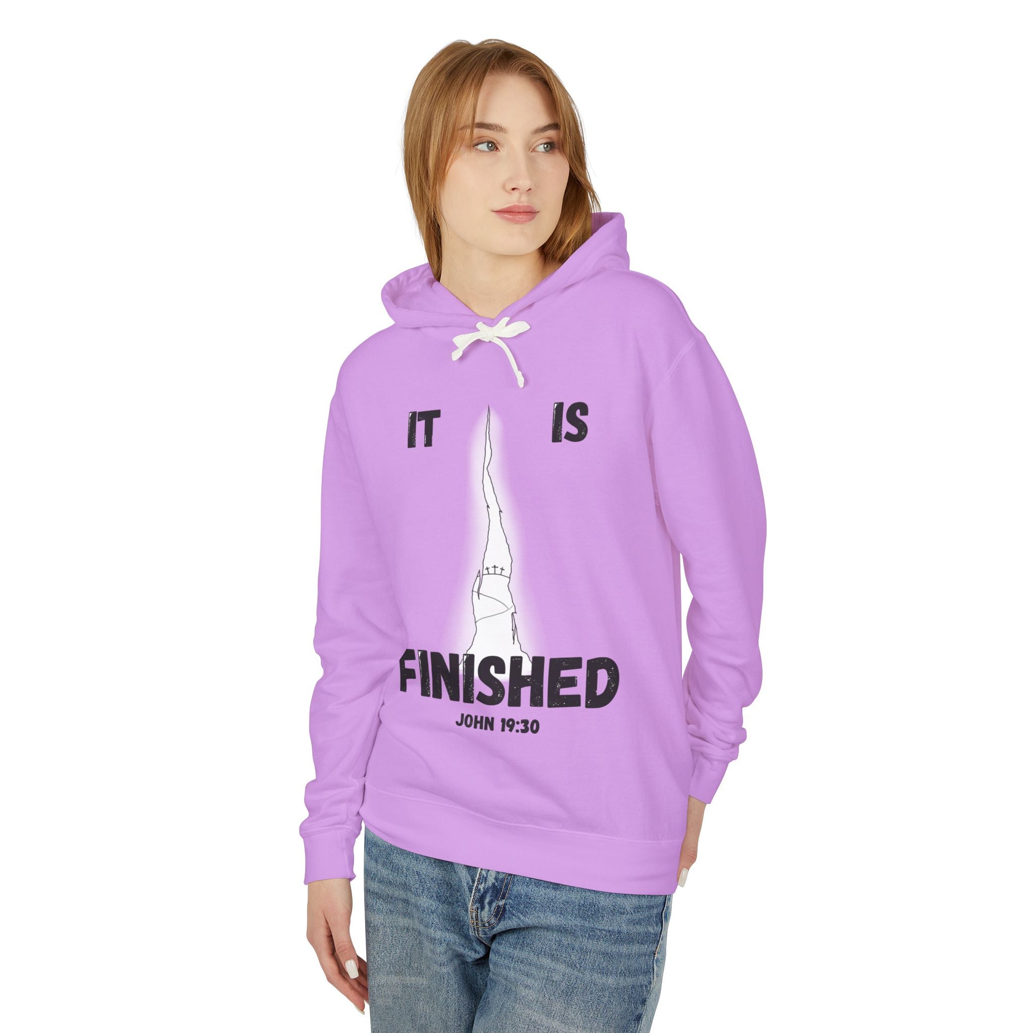"It Is Finished" Unisex Lightweight Hooded Sweatshirt