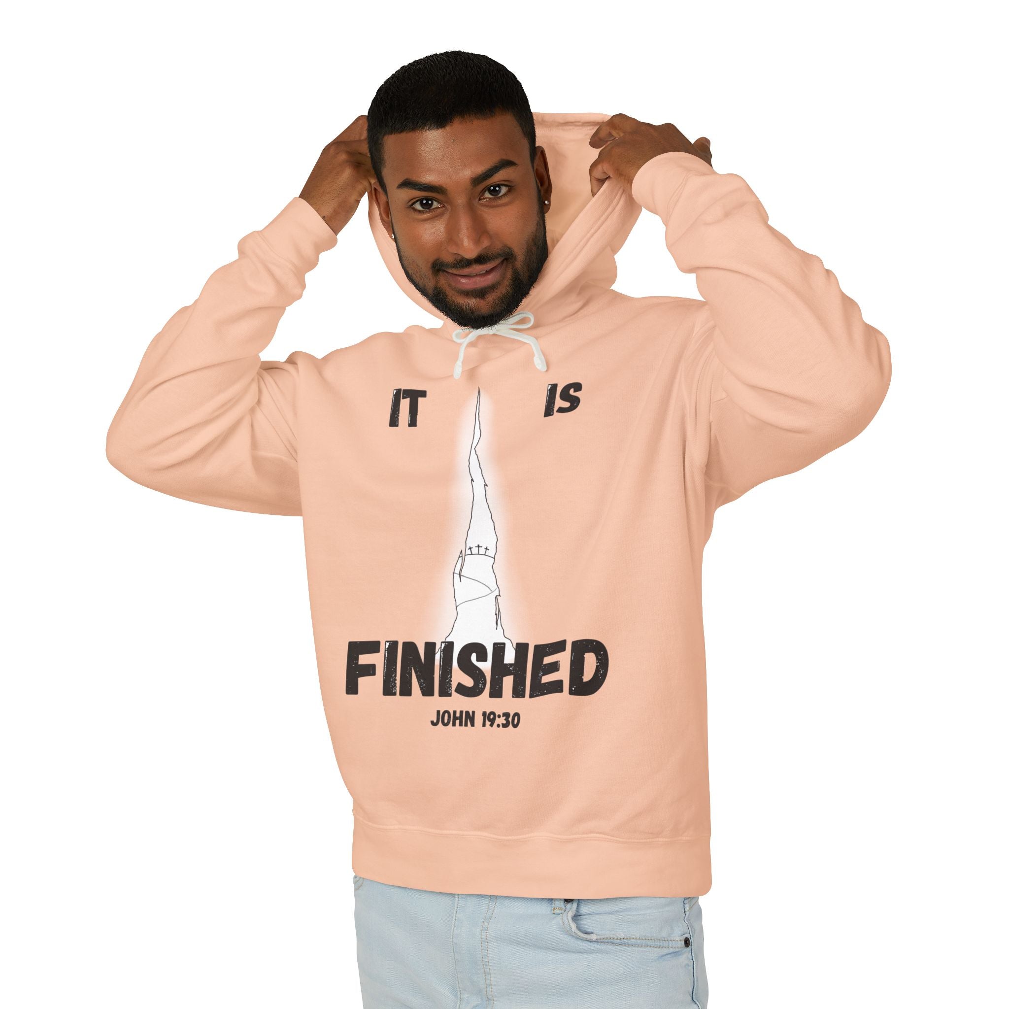 "It Is Finished" Unisex Lightweight Hooded Sweatshirt