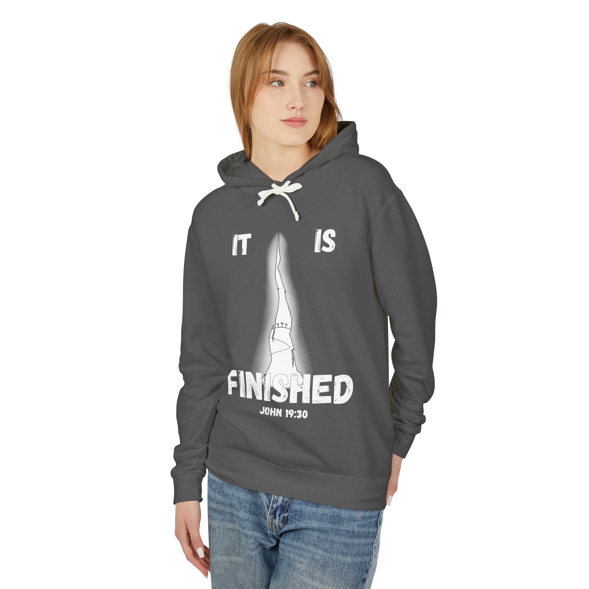 "It Is Finished" Unisex Lightweight Hooded Sweatshirt