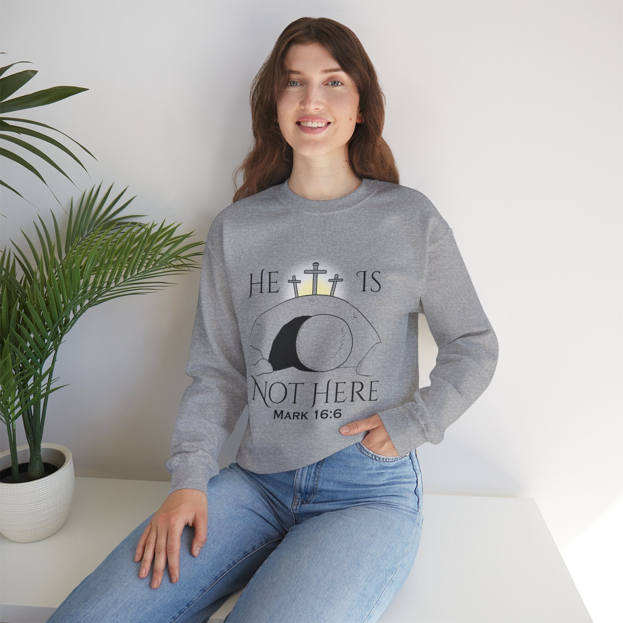 "He Is Not Here" Unisex Heavy Blend™ Crewneck Sweatshirt