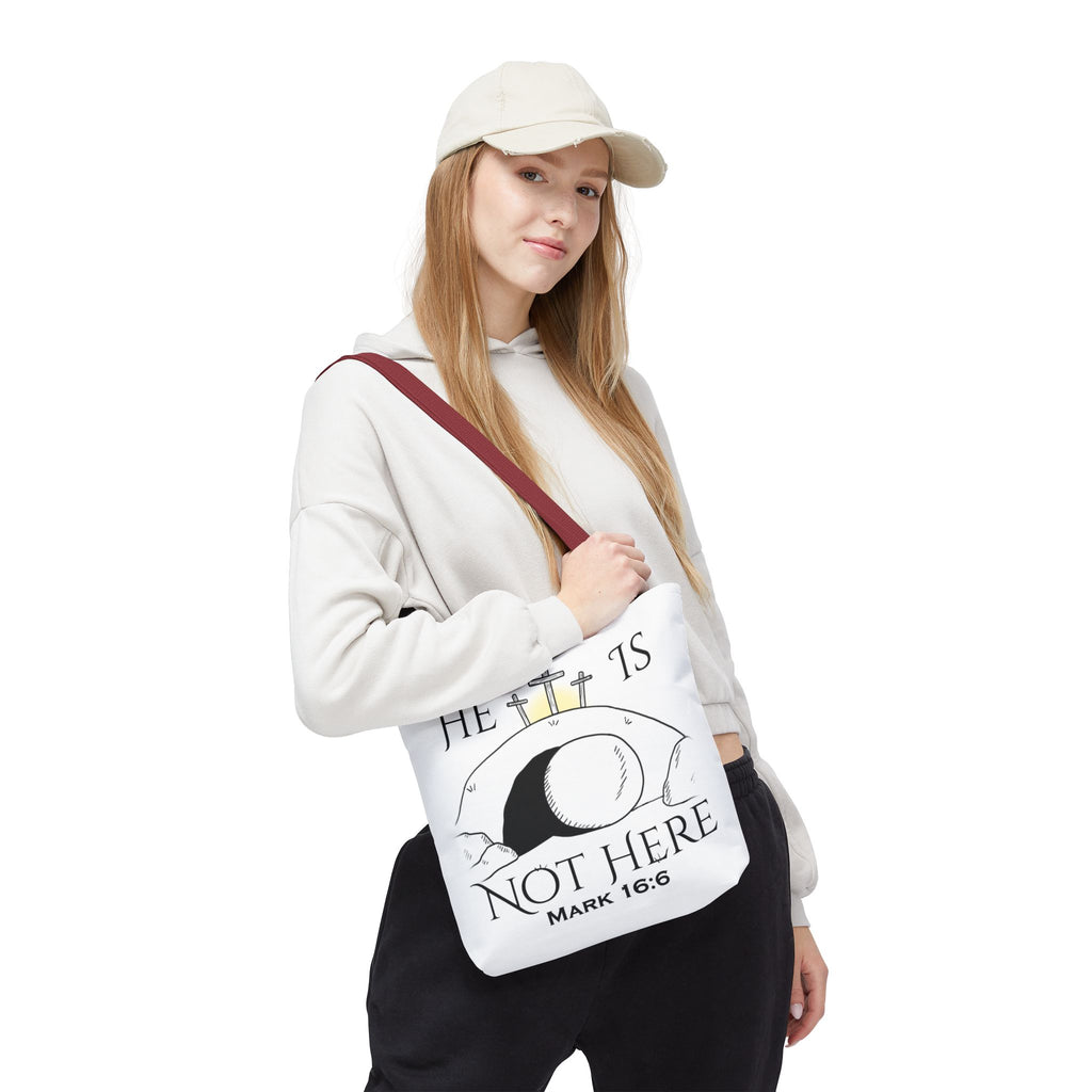 "He Is Not Here" Tote Bag (AOP)