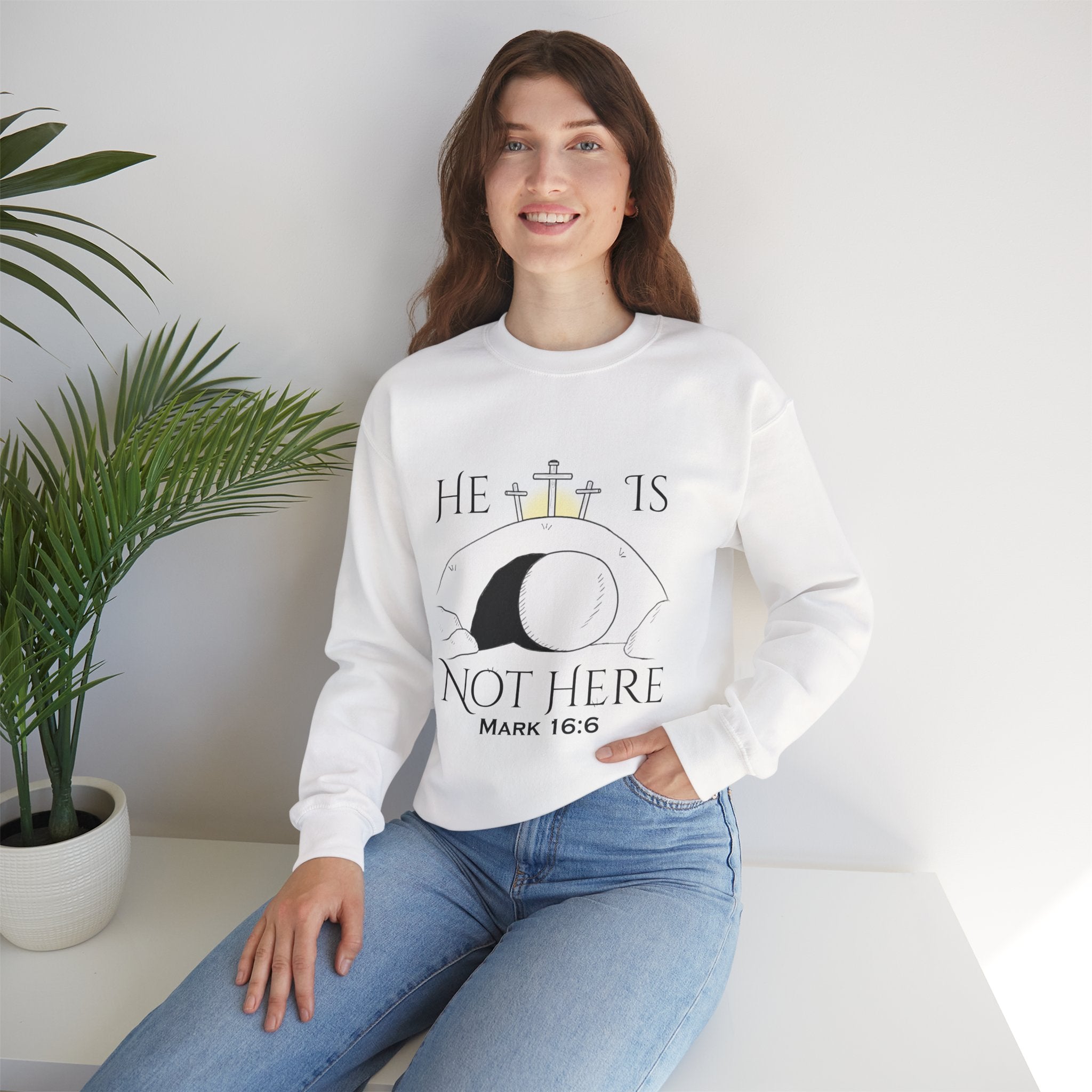 "He Is Not Here" Unisex Heavy Blend™ Crewneck Sweatshirt