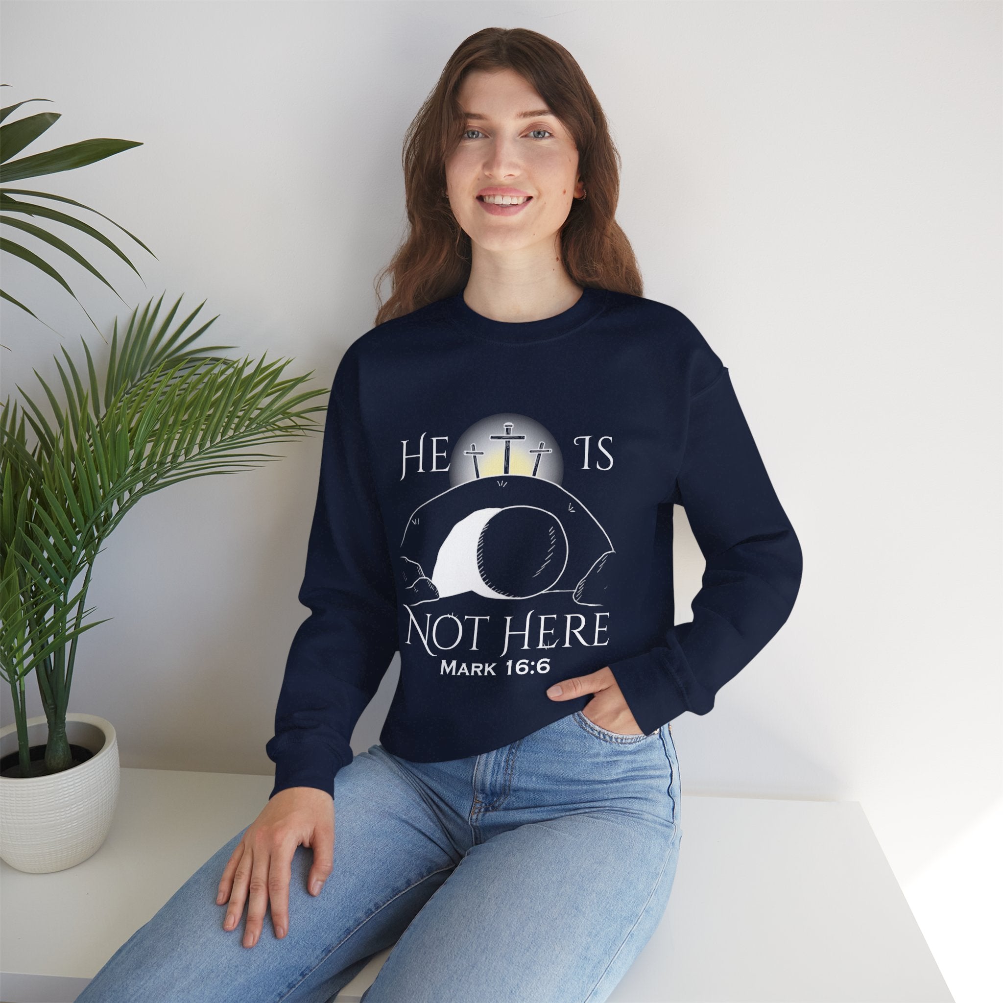 "He Is Not Here" Unisex Heavy Blend™ Crewneck Sweatshirt